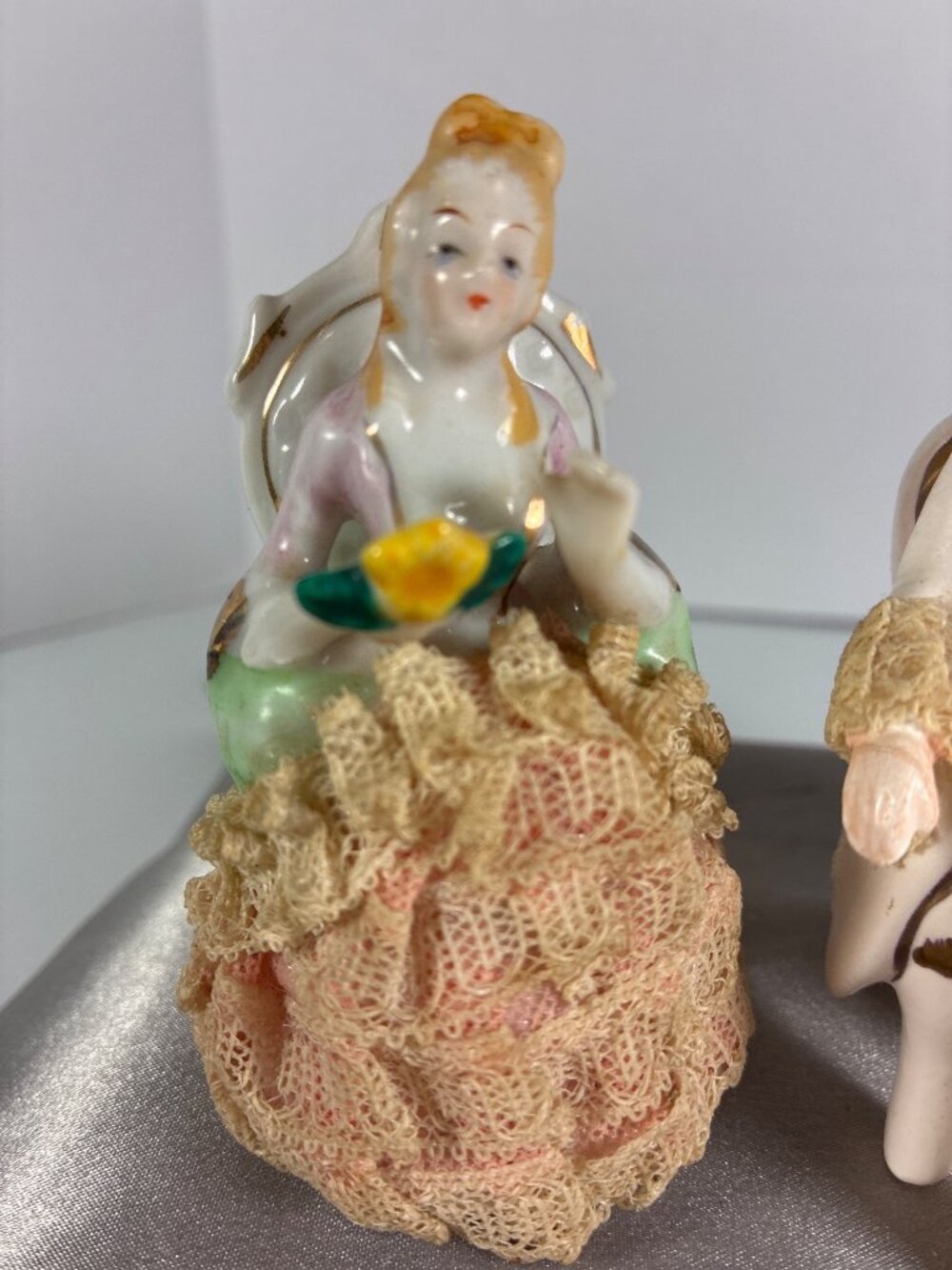 Vintage Porcelain Lace Figurine Trio Victorian Style - Picture 5 of 16